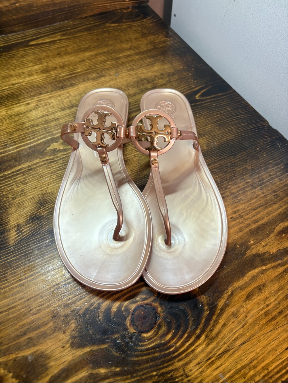 Tory Burch miller jelly rose gold sandals size 10